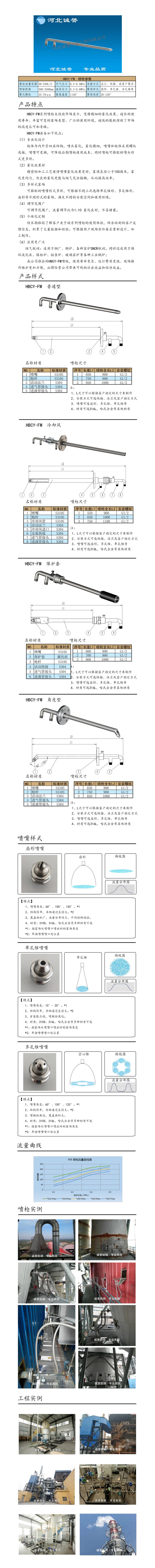 為您提供HBCY-FM-脫硝噴槍保護(hù)套、噴槍參數(shù)、材質(zhì)尺寸介紹，流量分布圖、扇形空心錐俯視圖介紹，以及霧化視頻介紹，更多詳細(xì)內(nèi)容盡在河北誠譽(yù)！